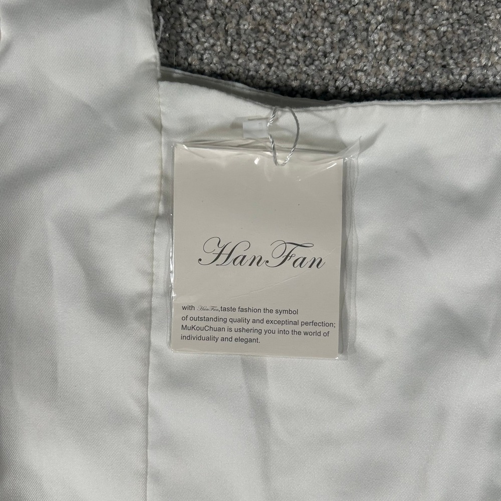 Han Fan White Square Neck Puff Sleeve Midi Dress Size Small NWT - Picture 9 of 9